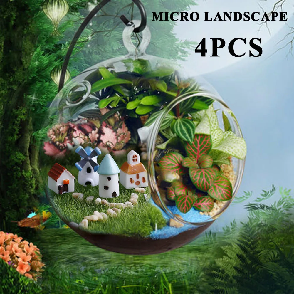 4pcs /set Mini Resin Church Castle Windmill Shed Cabin House Fairy Garden Home Decoration Craft Micro Cottage Micro Landscape 4pcs /set Mini Resin Church Castle Windmill Shed Cabin House Fairy Garden Home Decoration Craft Micro Cottage Micro Landscape