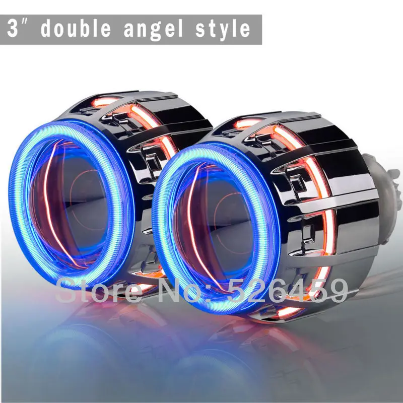 

Russia specifically small ket socket bi xenon projector Lens H1 H7 H4 9005 9006 9007 3inch 35w double angel hid projector kit