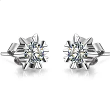 Au585 Jewelry g14k Снежинка Серьги 0.5ct/шт Solitaire Серьги шпилька женский белого золота ювелирные изделия Обручение стержня