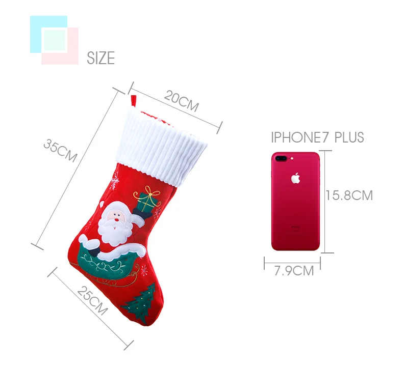03 inhoo 18 inch Christmas socks children Christmas tree decoration hanging socks Santa Claus Candy Bag Christmas gift bag Ornament