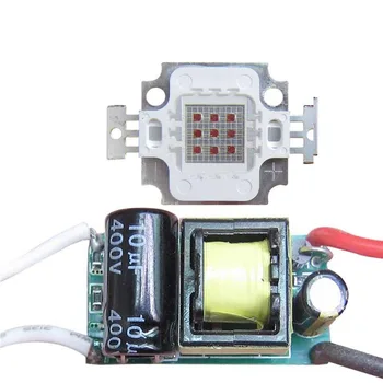 

Square Base 10W Plant Growth Lamp Bright Red 620nm SMD LED Light + Input AC 85~265V LED Driver