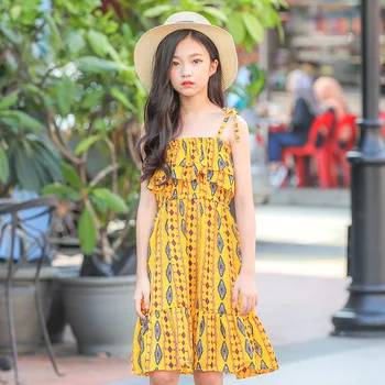

Floral Print Chiffon Dress Teenage Girls Clothing 2020 Summer Dresses Casual Party Dress for Kids Girl Vestidos Girls Clothes