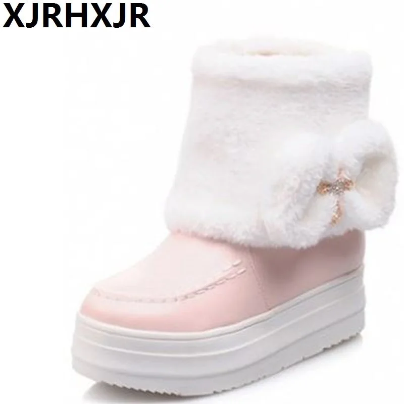 

Winter Women Boots Warm Ankle Snow Boots 2019 Girls Platform Shoes Women Slip On Flats Creepers Comfort Cotton Shoes Size 34-43