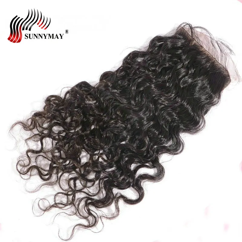 Sunnymay Шёлковые подкладки свободные бразильский Девы волос 4*4 с ребенком человеческих волос закрытия свободной части