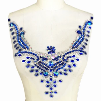 

SEXY Angle wing Rhinestone Crystal Sew on V-Neck For Costume Dress Trim Appliques Trimming Patch DIY Neckline Decoration Clothes