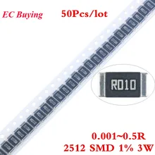 50 шт. 2512 SMD сплав Резистор Чип 3W 1% 0.001R 0.01R 0.012R 0.03R 0.05R 0.06R 0.1R 0.2R 0.22R 0.3R 0.33R 0.5R Ом
