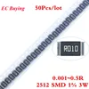 50pcs 2512 SMD Alloy Resistor Chip 3W 1% 0.001R 0.01R 0.012R 0.03R 0.05R 0.06R 0.1R 0.2R 0.22R 0.3R 0.33R 0.5R Ohm ► Photo 1/5