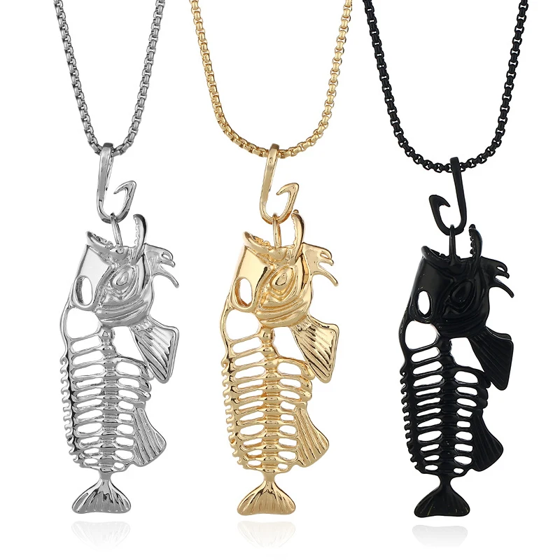 High Quality Animal Three Dimensional Fish Alloy Necklace Men Jewelry
