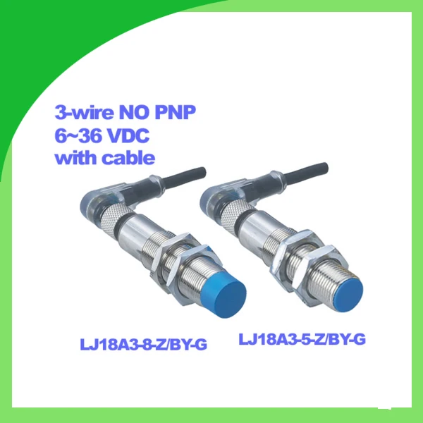 

LJ18A3-5-Z/BY-G LJ18A3-8-Z/BY-G 6-36VDC 3-wire NO PNP 300A M18 inductive proximity switch with 4-pin air plug cable