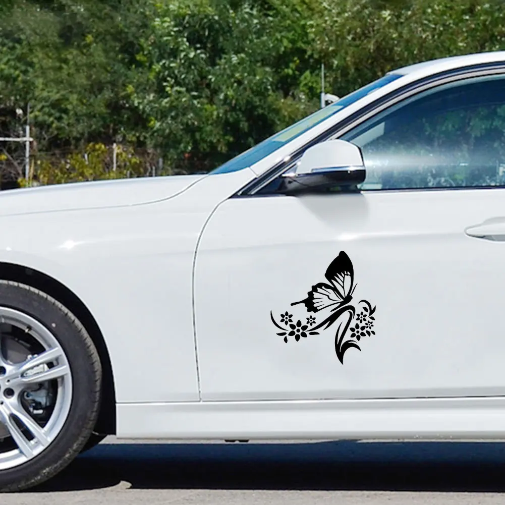 Reflexivo flores mariposa coche pegatinas decorativas calcomanías Auto decoración pegatina coche fácil de quitar reflectante