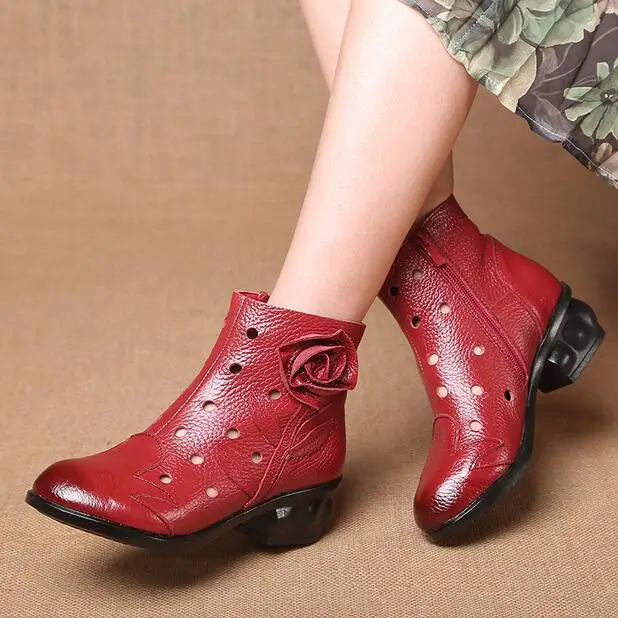 

RUSHIMAN Handmade Genuine Leather Shoes 2018 Spring Summer Fashion Ankle Boots Women Boots Soft Casual High Quality Women Shoes