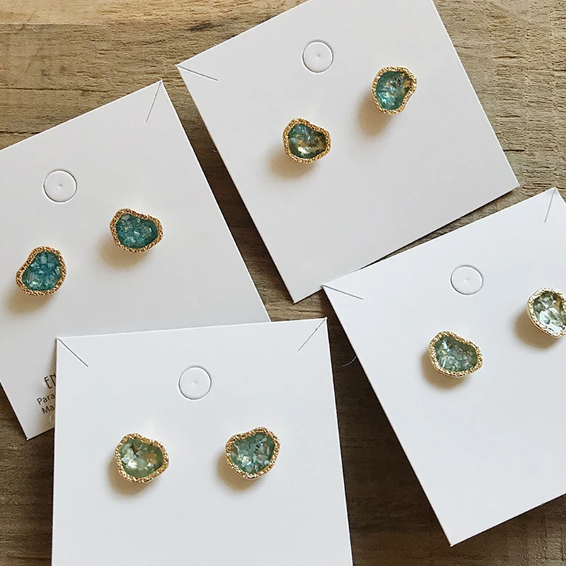 

S925 Silver Pin Korean Irregular Temperament Small Lake Earring Fashion Simple Blue Shaped Shell Stud Earrings for Women Jewelry