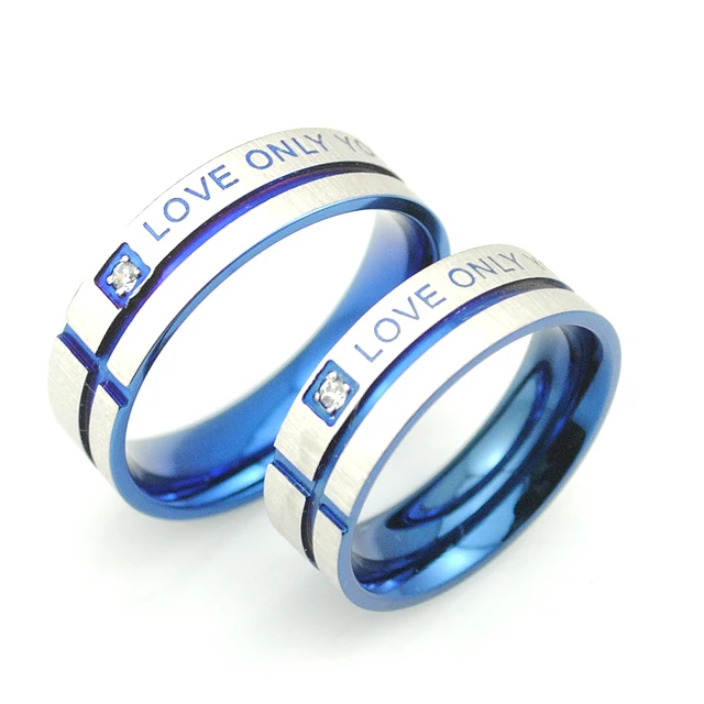 AMUMIU 1 Piece!! Fashion Jewelry 316L Stainless Steel Simple Circle “Love Only You” Couple Rings,Wedding Ring,Engagement KR007