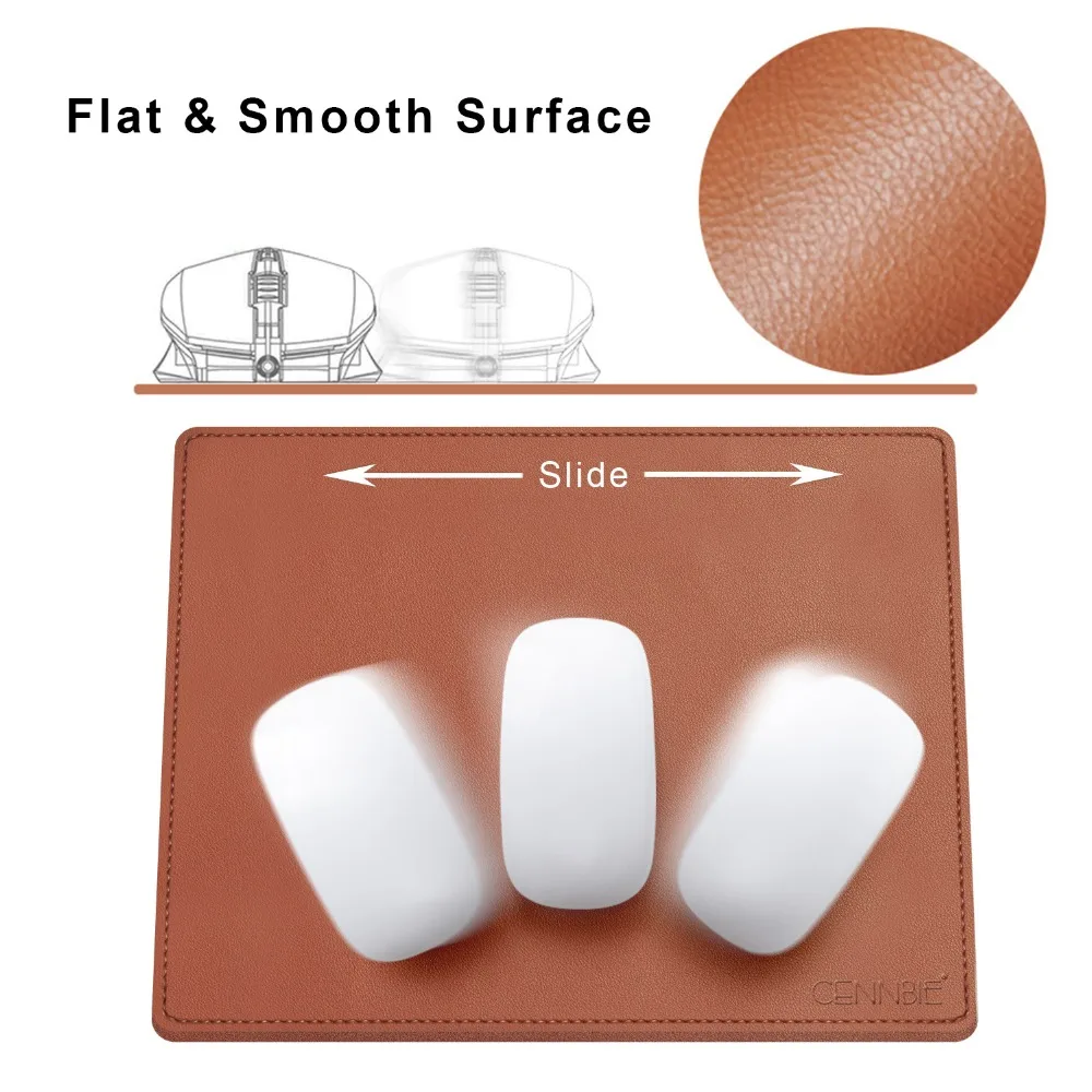 الجلود الاصطناعية عدم الانزلاق ماوس الوسادة سوبر لينة-26x21cm-مكتب للحاسوب شخصي Mousepad الماوس للماء حصيرة للمنزل مكتب الألعاب بني