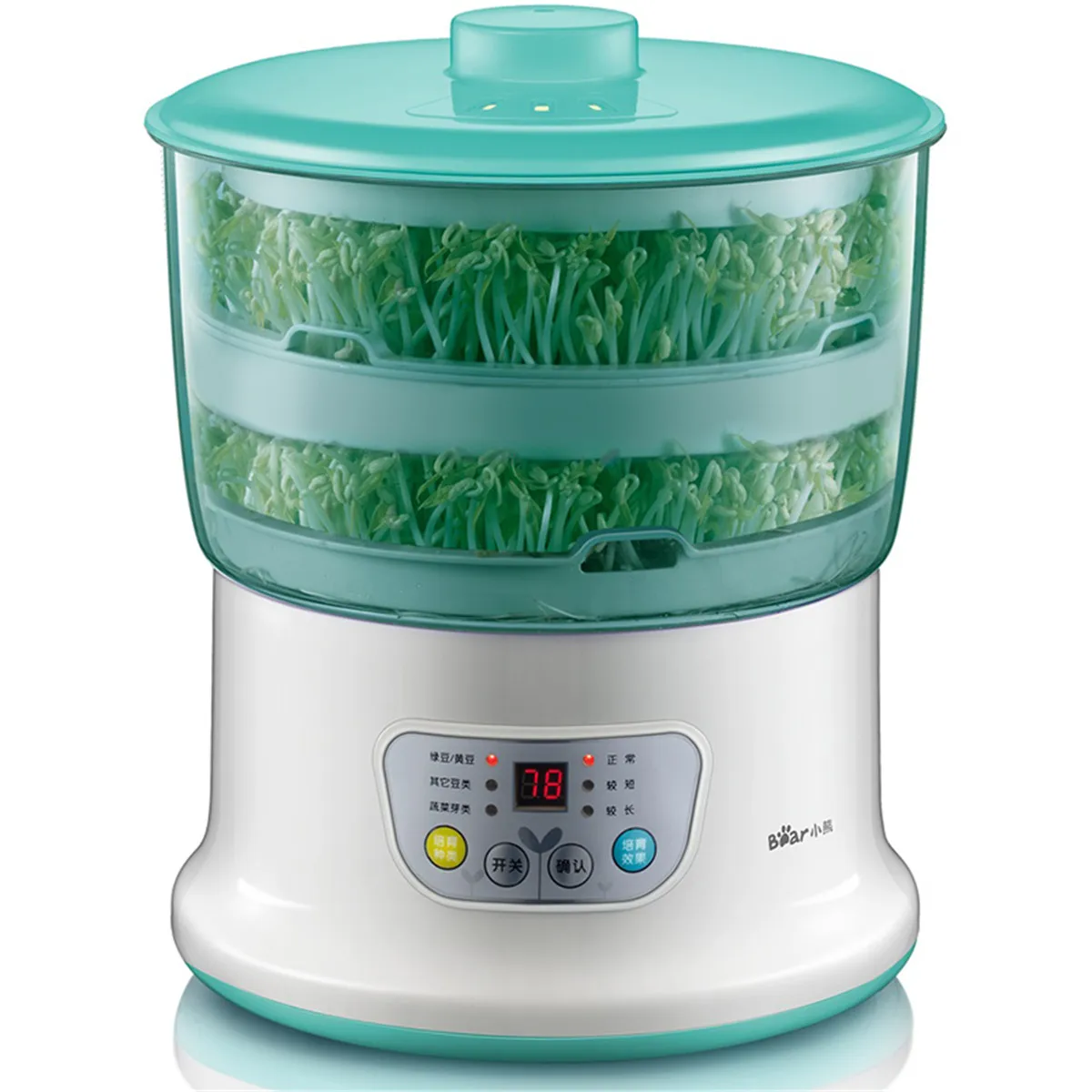 

1.8L 220V Bean Sprouts Maker Upgrade Large Capacity Thermostat Two Layer Bean Sprout Machine Household Automatic Sprout Machine