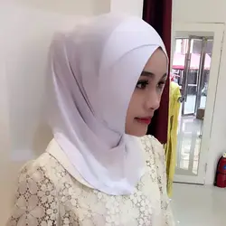 Длинный Шифоновый головной платок Sarves Hijabs однотонного цвета для исламских женщин мусульманский головной платок обертывание Прямая
