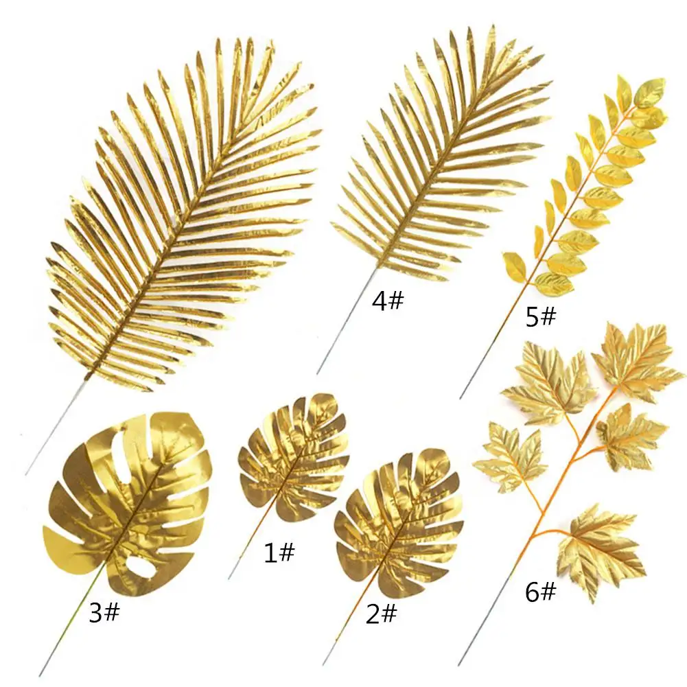 20 шт Искусственные золотые черепахи сзади лист рассеянный хвост лист Свадебные украшения для дома Вечеринка день рождения Пальмовые Листья