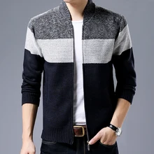 New Fashion Brand Clothing Jacket Men Casual Mandarin Collar Mens Coat Gradient knitting Zippers Mens Jackets And Coats