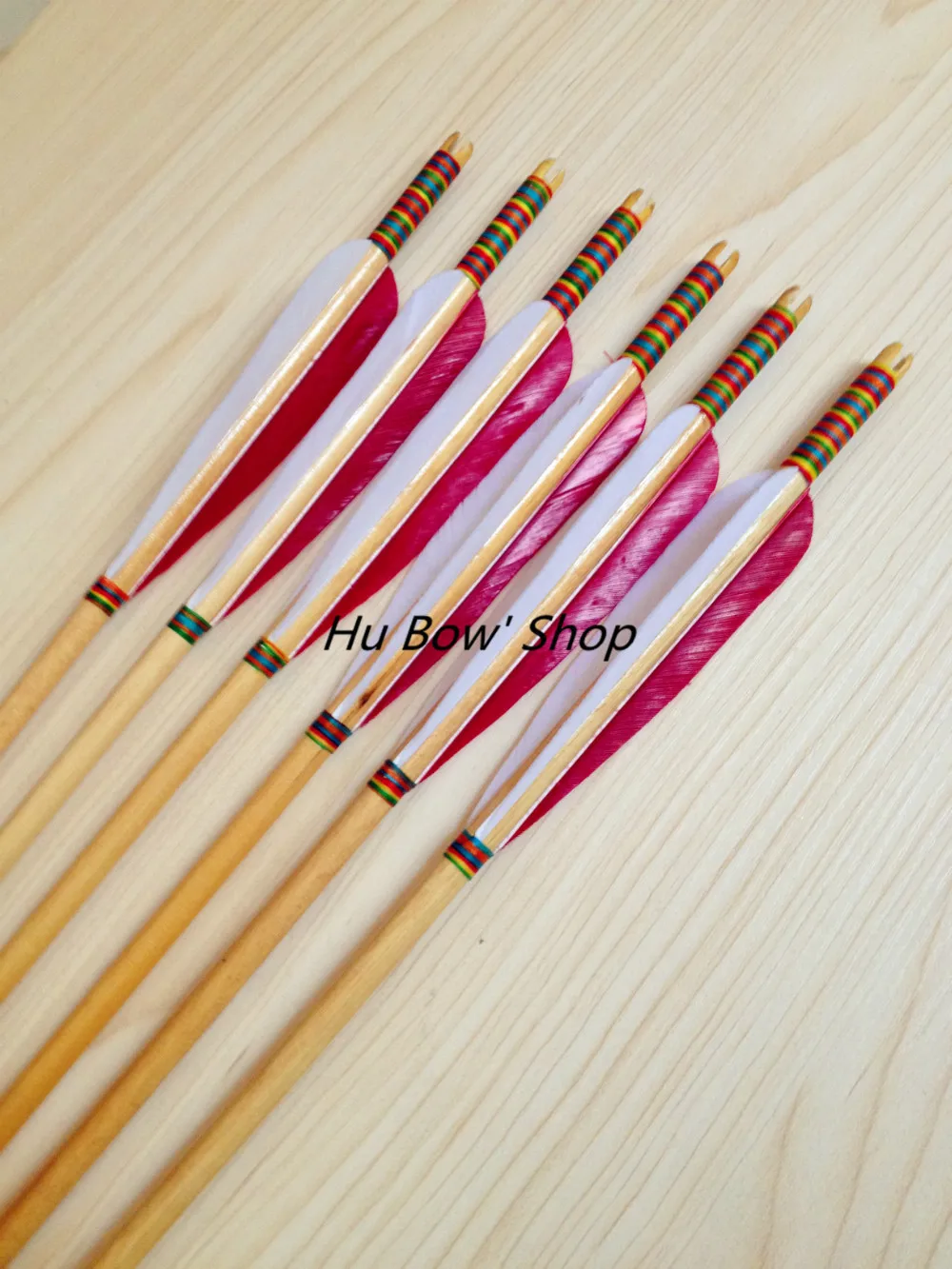 6 pcs/ 32 inches the traditional red & white feather wooden Arrow