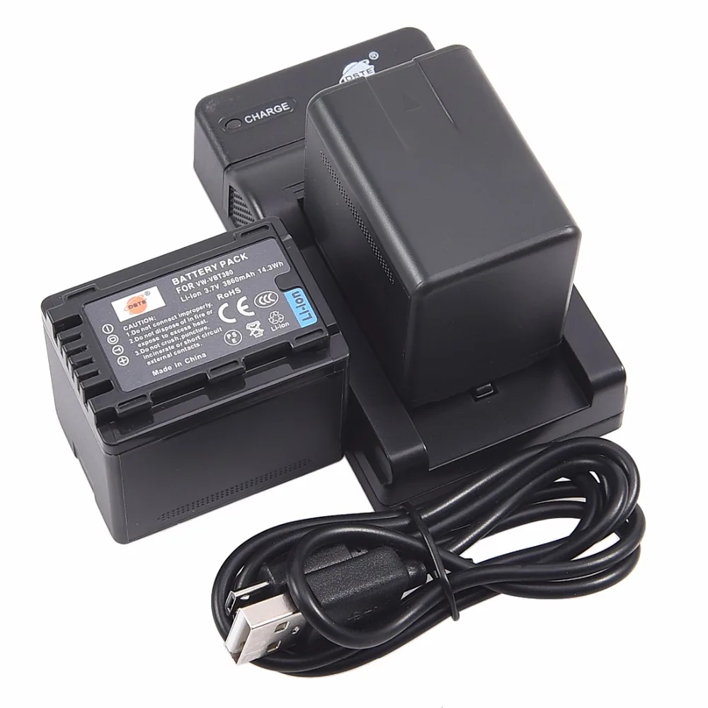 

DSTE 2PC vw-vbt380 VW-VBT380 Li-ion Battery pack with USB port Charger for PANASONIC HC-W580GK HC-V380GK HC-V180GK HC-W580MGK