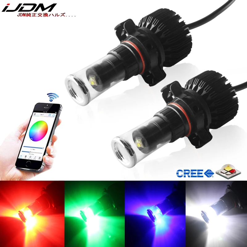 IJDM Автомобильные фары H16 светодиодный 5202 RGB CREE чипы замена лампы смартфон