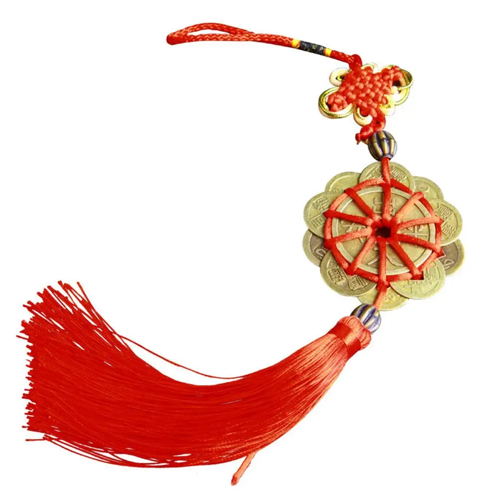 

Car Pendant Rearview Mirror Hanging Ornamen Chinese Knot Ancient Ten Emperors Copper Cash Good Luck Car Hanging Decoration