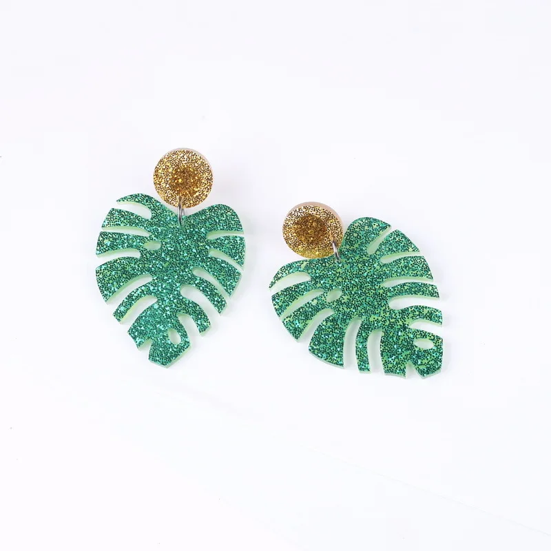 

Green Leave Acrylic Stud Earrings Fashion Women Night Club Jewelry