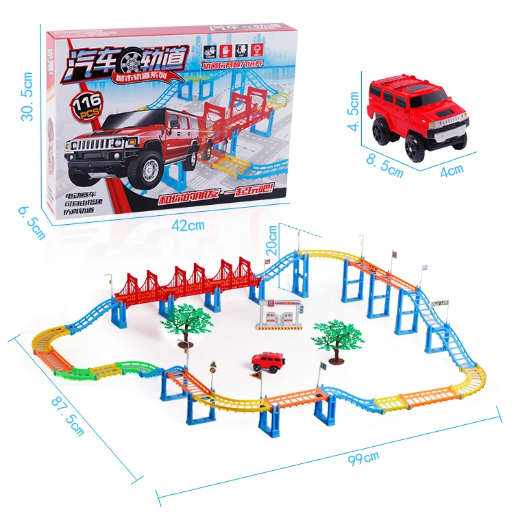 New Hot Sell 3D kids toys festive gifts Two layer Spiral Track Roller Coaster Toy Electric