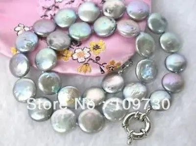 

Jewelry 00696 Beautiful !10-13MM Gray Coin Akoya Pearl Necklace