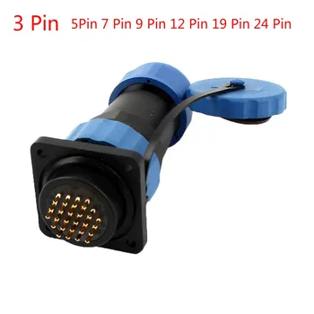 

SD28 28mm 19 Pin 19 P Square Flange Waterproof Aviation Connector Straight 9 Pin 3P 5 7 12 19 Pin 24 Pin IP68