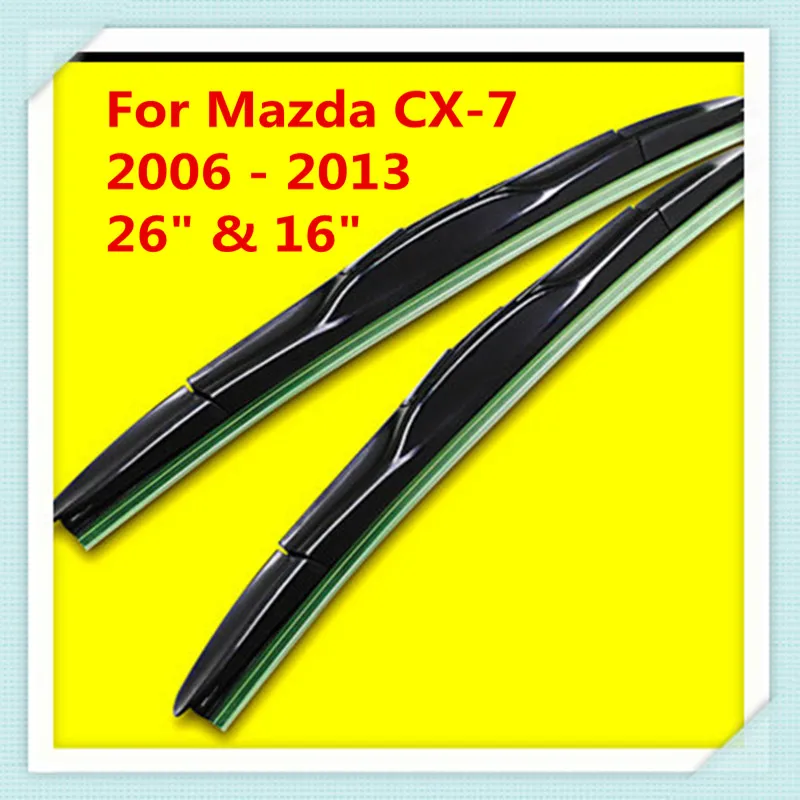 

3 Section Rubber windshield wiper Blade For Mazda CX-7 ( CX7 ) Fit Hook Arms 2006-2013 26" & 16"