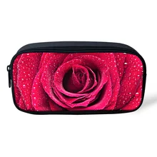 Women Vintage Flower Printing Cosmetic Bag Toiletries Small Pencil Bag for School Kids Girl Make Up Organizer Brightface Case