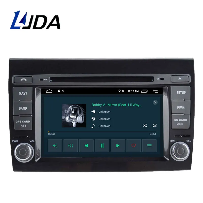 Clearance LJDA Android 9.1 Car DVD Player For Fiat Bravo 2007 2008 2009 2010 WIFI Car Multimedia Stereo GPS 2 Din Car Radio Quad Core IPS 1
