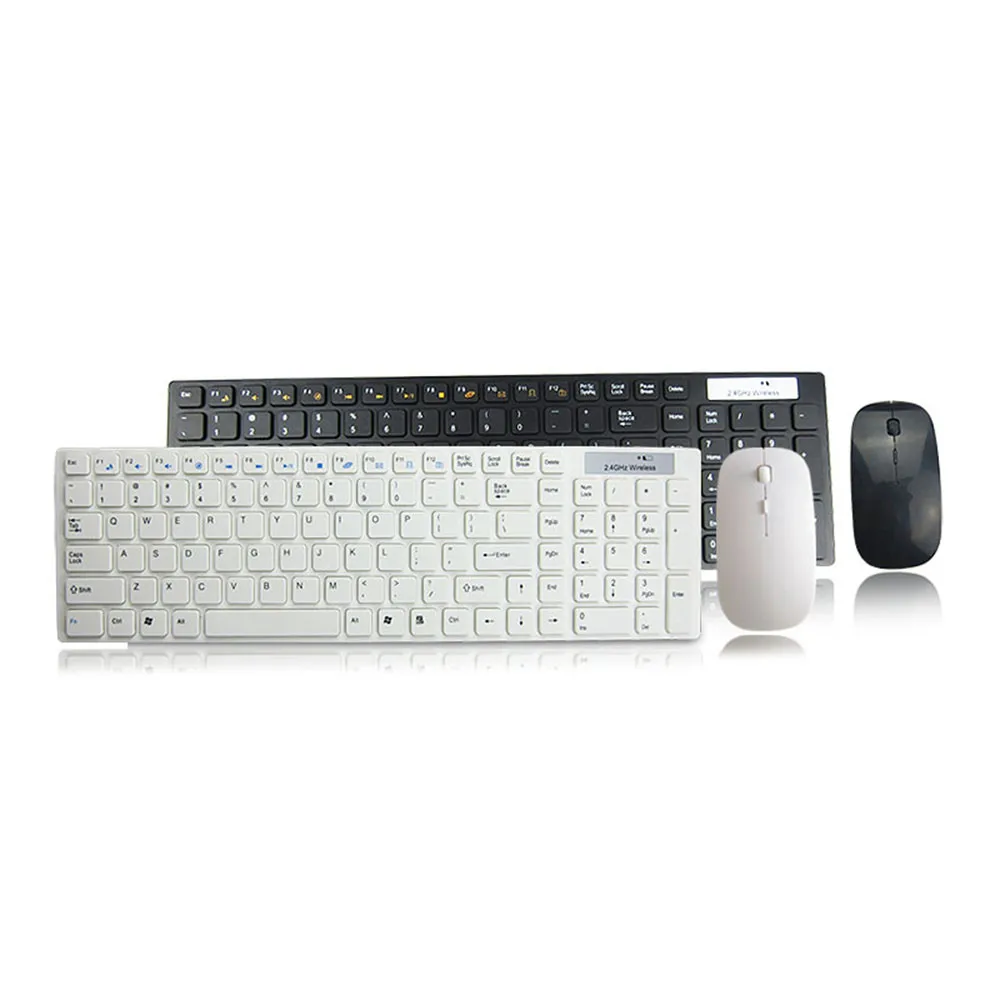 Беспроводная клавиатура высокого качества ультра тонкая белая 2,4G Беспроводная клавиатура и оптическая мышь компьютерные клавиатуры l1108#2