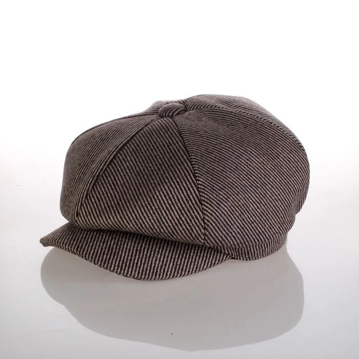 Boolawdee 56/58/60 см шестиугольник newsboy cap художник шляпу модные коричневые полоски обувь для мужчин и женщин для отдыха носить аксессуары M619