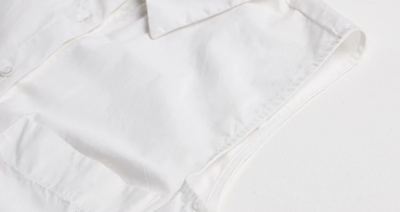OL стиль элегантный без рукавов Женская рубашка 2019 лето новый нерегулярный отложной воротник Длинная блузка Европейский Белый Blusas Feminina