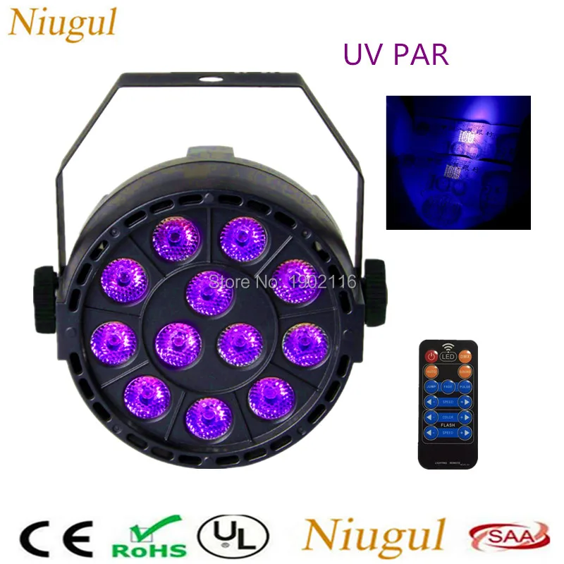 

With Remote Control 36W 12 LEDs Sound Active UV LED Stage Par Light Ultraviolet LED Spotlight Lamp For Party Disco DJ Projector