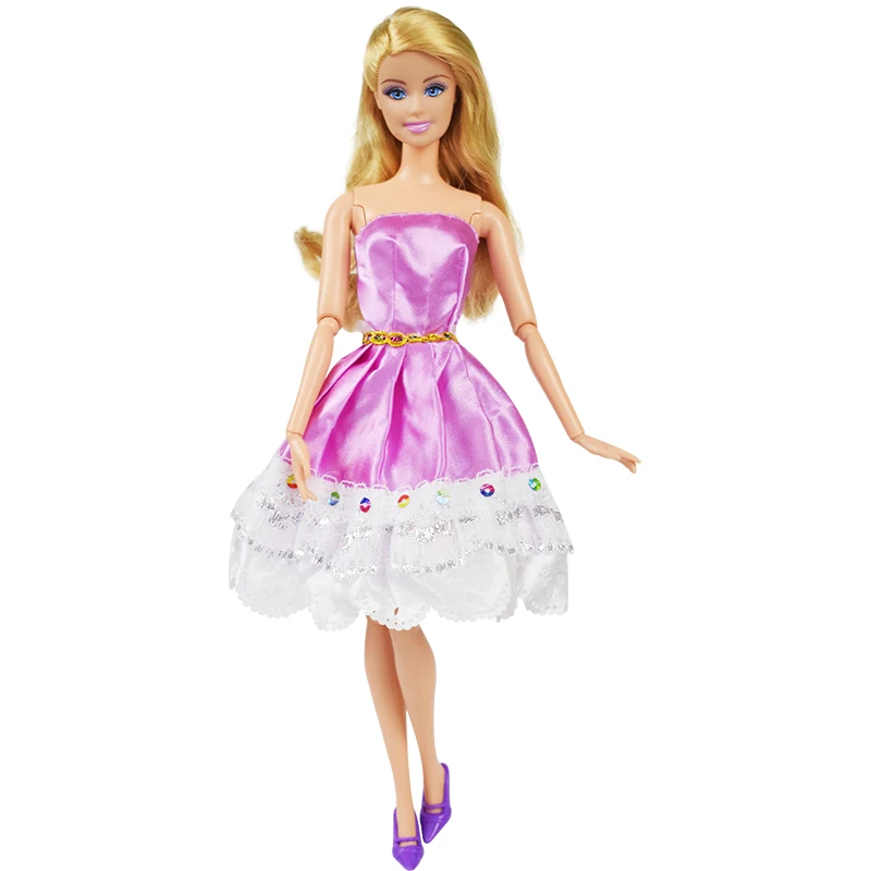 

New Gorgeous Court Lace Princess Dress Purple Skirt Doll Clothes Accessories for 12 Inch Doll Wardrobe Homemade Dress #16