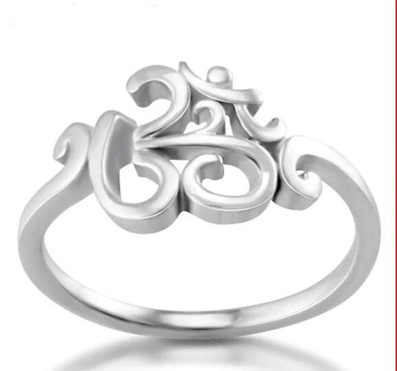 

high quality Chuvora 925 Sterling Silver Calligraphy Style Yoga jewelry, Aum, Om, Ohm, India Symbol Ring