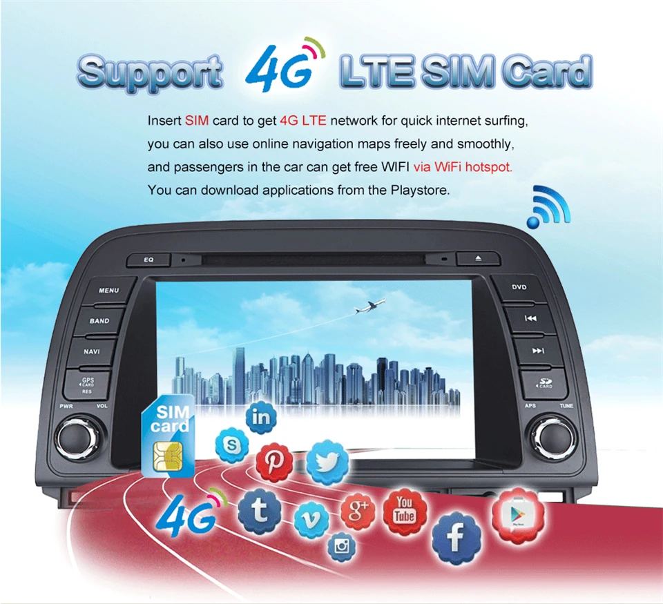 Sale KiriNavi Octa core 10.2" 4G LET android 7 car multimedia system for Mazda Atenza 6 2013 - 2017 support 4K Video 4G 2