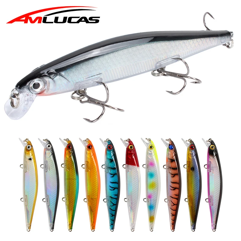 

Amlucas Minnow Fishing Lure 11cm 13g Laser Hard Bait 3D Eyes Fishing Wobblers Aritificial Crankbait Minnow Carp Fishing Bait