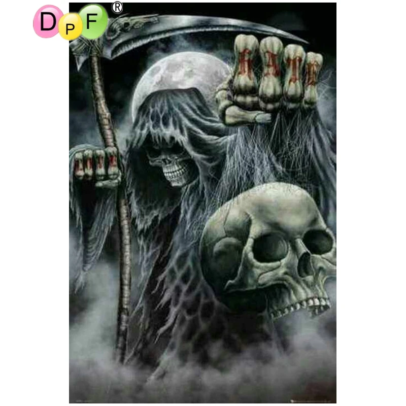 

DPF DIY A god of death skulls 5D diamond painting cross stitch diamond mosaic 3D rhinestone square diamond embroidery home decor