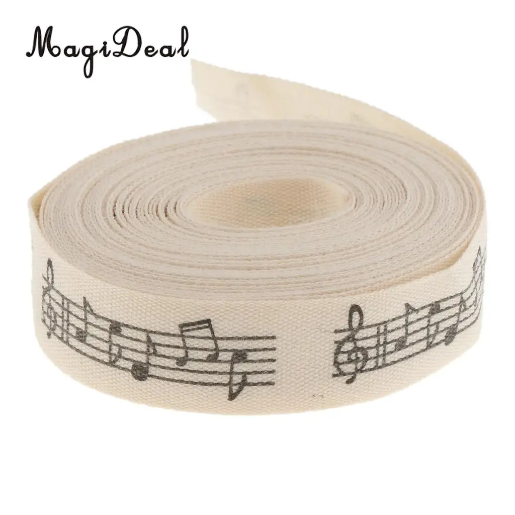 5 Yards Musical Note Printed Fabric Ribbon Gift Package Craft Decor 15mm