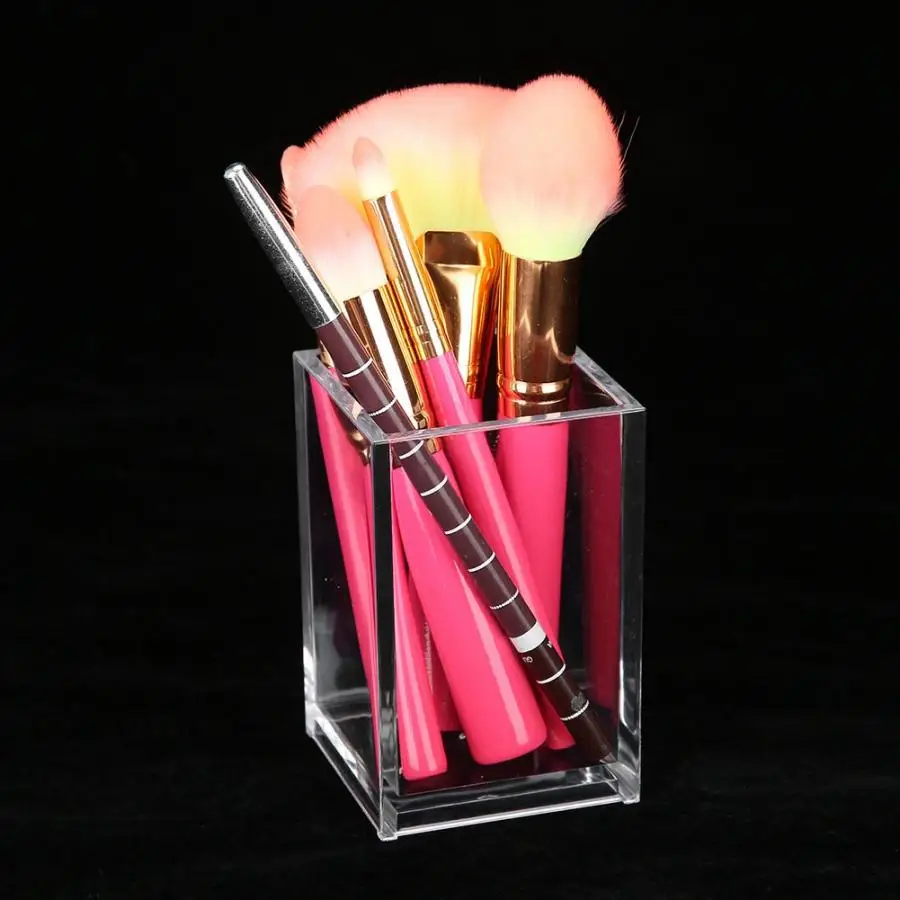 

1 Pcs Transparent Acrylic Makeup Brush Holder Nail Pen Storage Box Powder Foundation Blush Brushes Organizer Case
