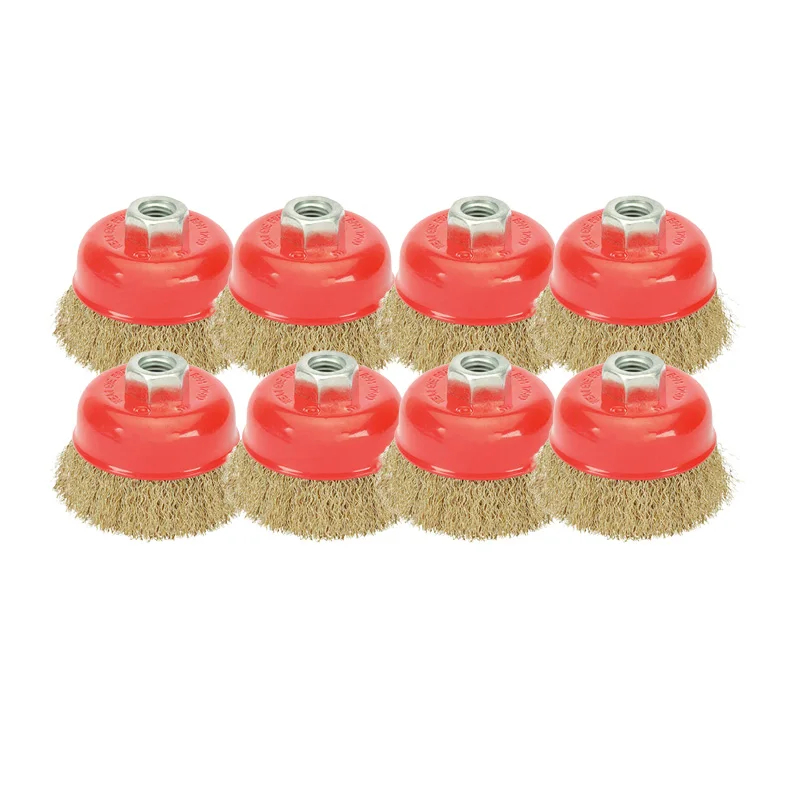 

Cleaning Brushes 8pcs Wire Brush Wheel 3"(75mm) For 4-1/2" (115mm) Angle Grinder Crimped Cup