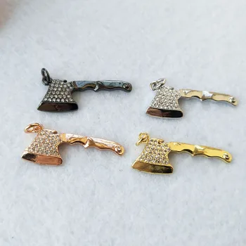 

10Pcs Tiny CZ crystal axe Charm,CZ zircon Stone Micro pave Pendant,Jewelry Finding DIY necklace making P745