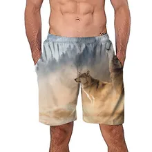 KLV/Для мужчин Повседневное 3D волк Печатный купальный костюм работы Повседневное Для мужчин короткие брюки Шорты Штаны волк повседневные шорты с принтом Пляжные штаны# A35