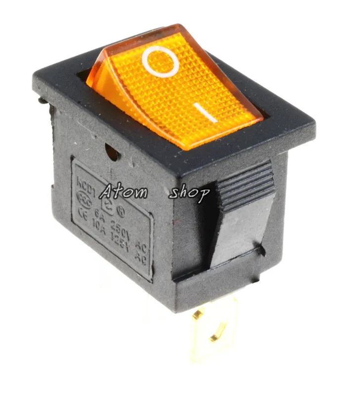 

1Pcs yellow 3PIN illuminated LED Rectangle Rocker Switch Car Dash Automotive 6A 250VAC / 10A 125VAC SPST KCD1