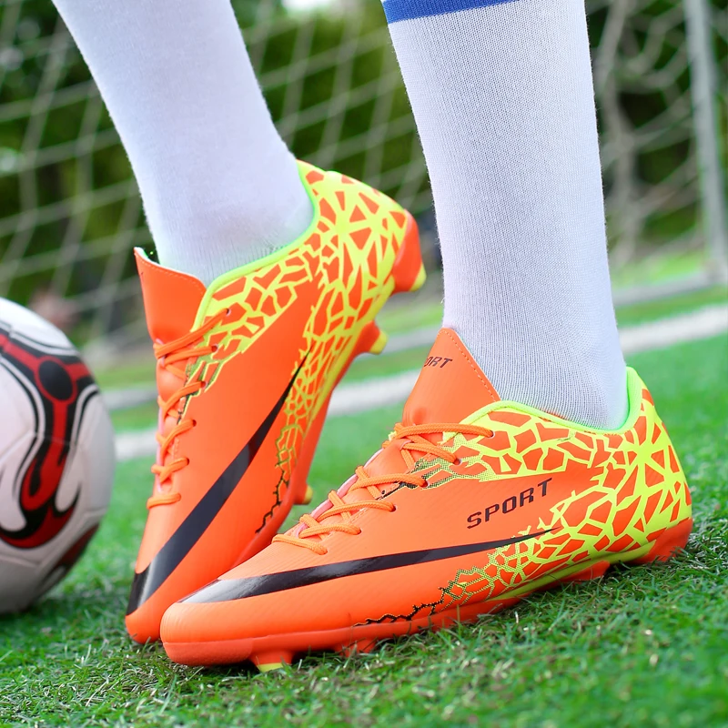

Men Boys Kids Soccer Shoes Outdoor Lawn Long Spikes Soccer Boots Cleats Children Football Shoes for Ground Zapatillas De Futbol