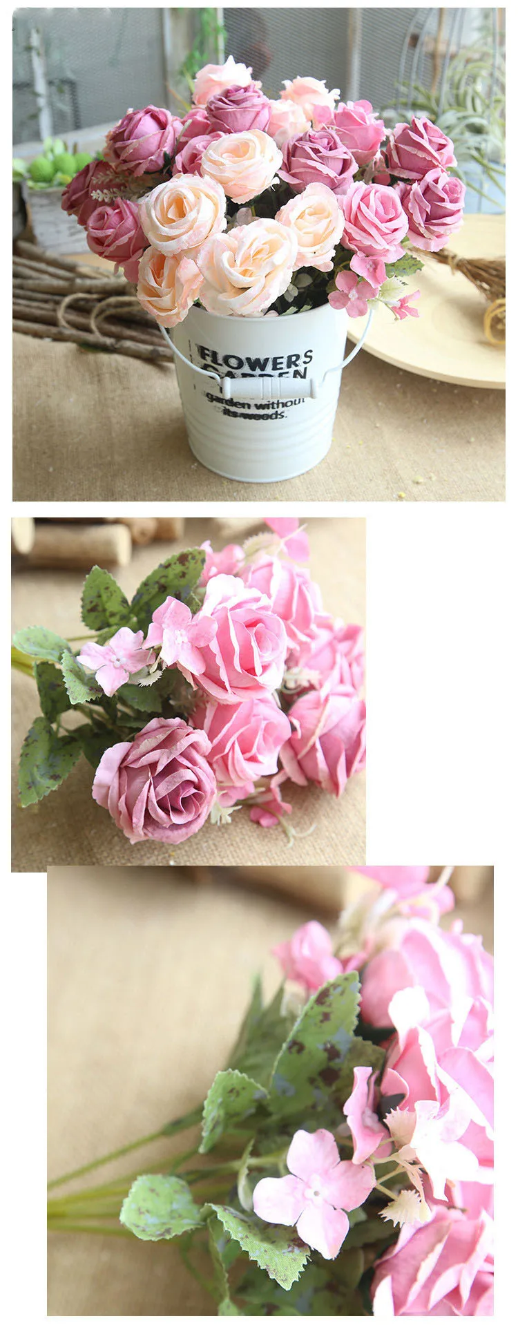 artificial flowers pink peonies bouquet (7)